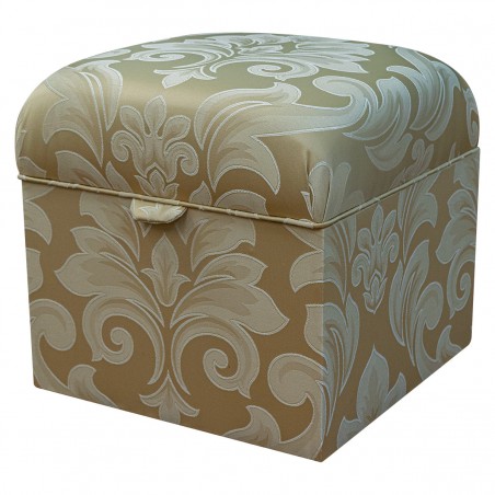 Square Storage Pouffe in Flatweave Medallion Straw Fabric