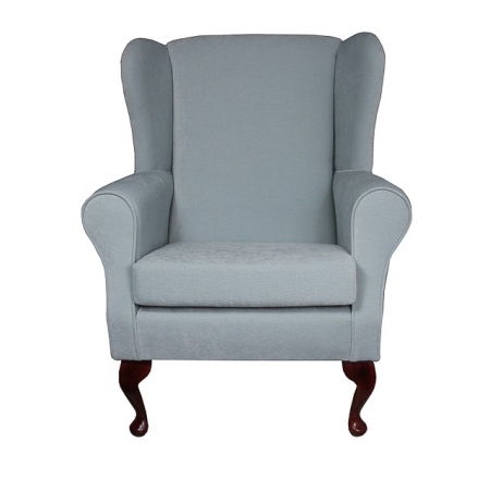 Medium Wingback Fireside Westoe Chair in a Duck Egg Blue Pimlico Fabric - 16009