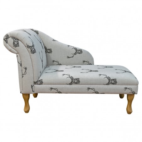 45" Medium Chaise Longue in a Stag Cotton Print Fabric