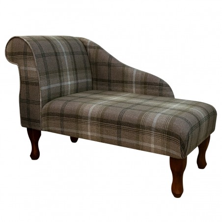 LUXE 41" Mini Chaise Longue in a Sophie Check Chocolate Fabric