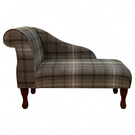 LUXE 41" Mini Chaise Longue in a Sophie Check Chocolate Fabric