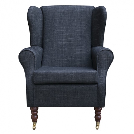 Medium Wingback Fireside Westoe Chair in a Kenton Slub Jet Fabric with Castors - 13764