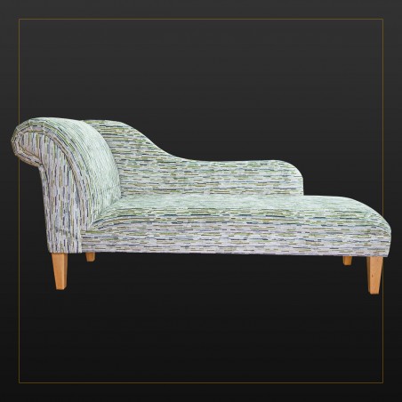 LUXE 70" Large Chaise Longue in an Extravaganza Stripe Burst Lime Fabric