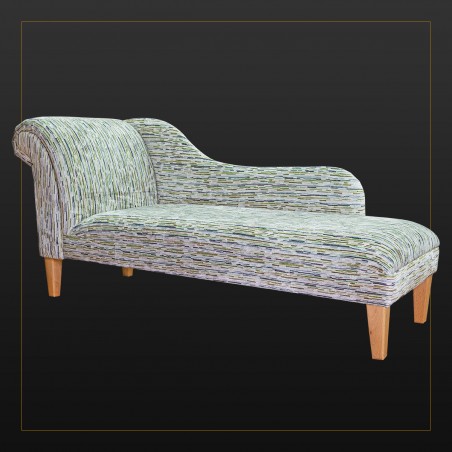 LUXE 70" Large Chaise Longue in an Extravaganza Stripe Burst Lime Fabric