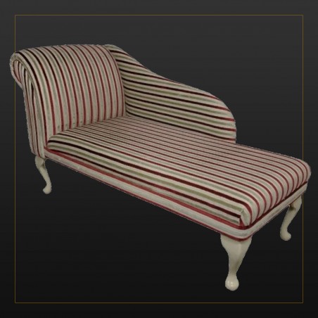 LUXE 52" Medium Chaise Longue in an Eleganza Henna Gold Stripe Fabric