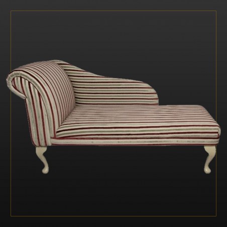 LUXE 52" Medium Chaise Longue in an Eleganza Henna Gold Stripe Fabric