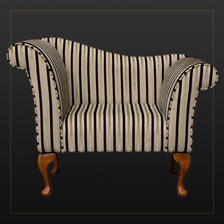 LUXE Designer Chaise Chair in an Eleganza Candy Stripe Ebony & Gold Fabric