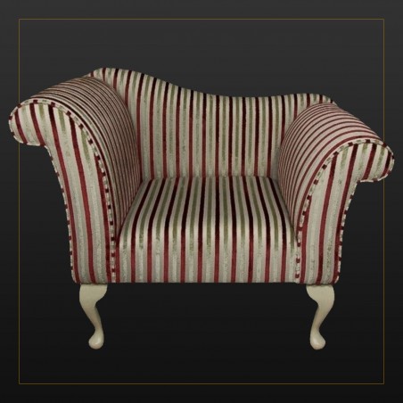 LUXE Designer Chaise Chair in an Eleganza Henna Gold Stripe Fabric