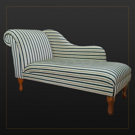 LUXE 60" Large Chaise Longue in an Eleganza Gold, Honey and Black Candy Stripe Fabric