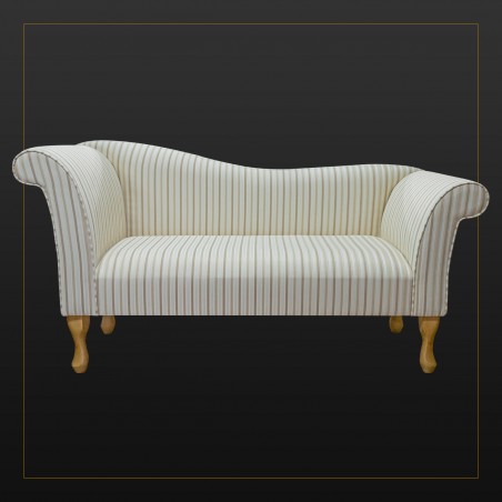 LUXE Designer Chaise Sofa in an Eleganza Candy Stripe Honey and Cream Fabric