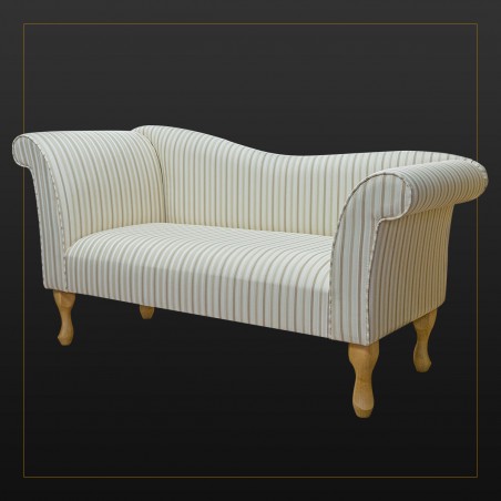 LUXE Designer Chaise Sofa in an Eleganza Candy Stripe Honey and Cream Fabric