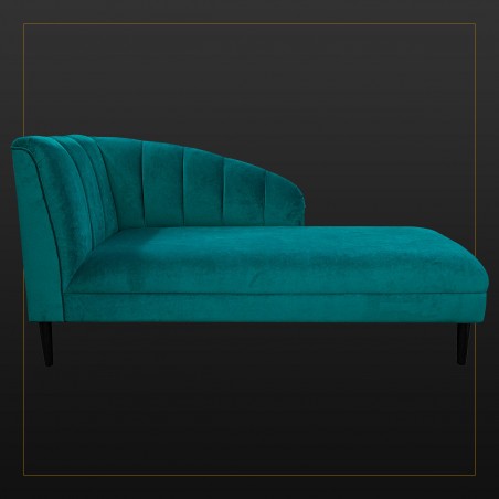 LUXE 70" Large Seashell Chaise Longue Daybed in an AquaVelvet Teal Velvet Fabric