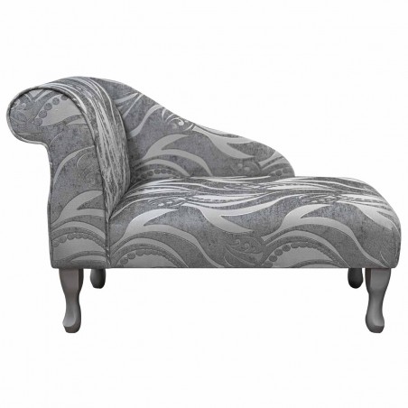 41" Mini Chaise Longue in a Zest Tribal Flower Silver Fabric