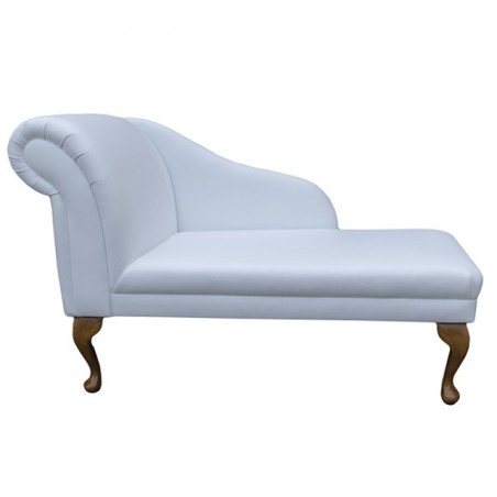 45" Medium Chaise Longue in a Madras Lilly White Genuine Leather