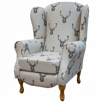 Duchess Wingback Armchair in a Stag Cotton Fabric
