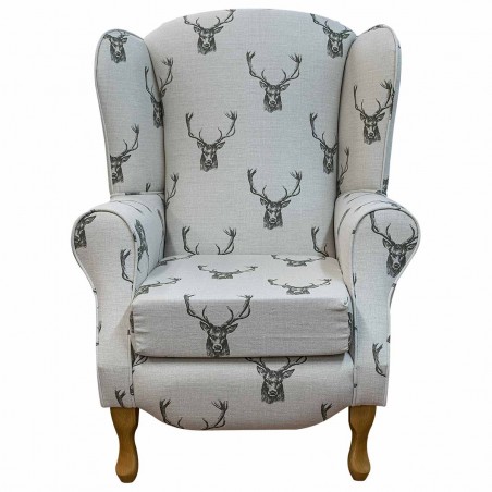 Duchess Wingback Armchair in a Stag Cotton Fabric