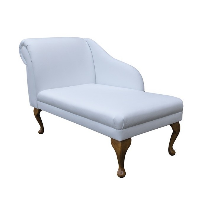 45" Chaise Longue in a Madras Lilly White Genuine Leather