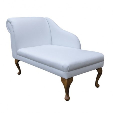 45" Chaise Longue in a Madras Lilly White Genuine Leather