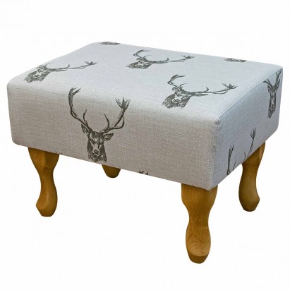 Small Footstool in a Stag Cotton Print Fabric