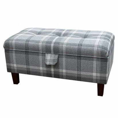 LUXE Buttoned Storage Footstool, Ottoman, Pouffe in...