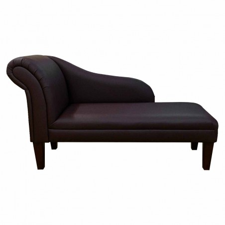 52" Medium Chaise Longue in a Madras Mocha Brown Genuine Leather