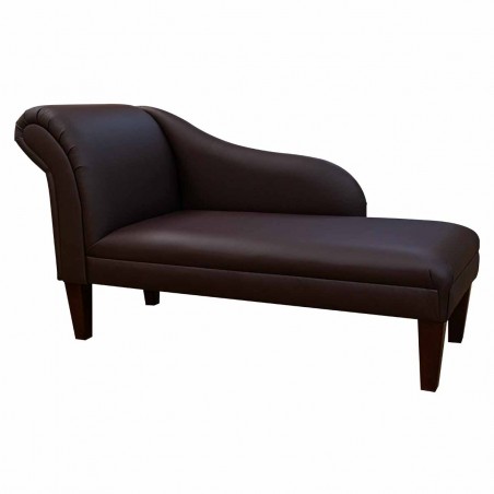 52" Medium Chaise Longue in a Madras Mocha Brown Genuine Leather