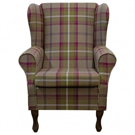 LUXE Medium Wingback Fireside Westoe Chair in a Balmoral Heather Tartan Fabric