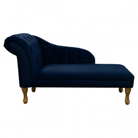 52" Medium Buttoned Chaise Longue in an AquaClean Dunbar Navy Fabric