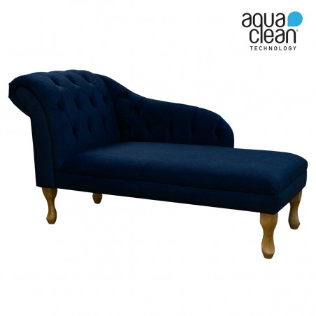 52" Medium Buttoned Chaise Longue in an AquaClean Dunbar Navy Fabric