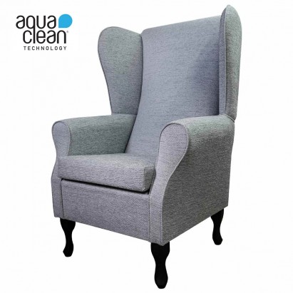 Large High Back Chair in a Aqua Clean Oban Steel Fabric
