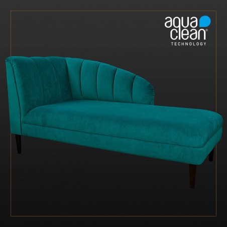 LUXE 70" Large Seashell Chaise Longue Daybed in an AquaVelvet Teal Velvet Fabric