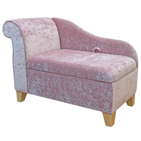 41" Storage Chaise Longue in a Pastiche Crush Blush Pink Fabric