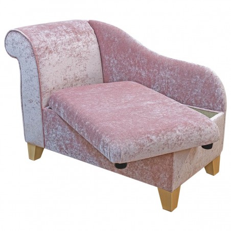 41" Storage Chaise Longue in a Pastiche Crush Blush Pink Fabric