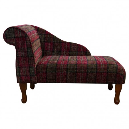 LUXE 41" Mini Chaise Longue in a Lana Red Tartan Fabric