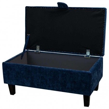 Storage Footstool, Ottoman, Pouffe in a Manhattan Navy Marl Velvet Fabric