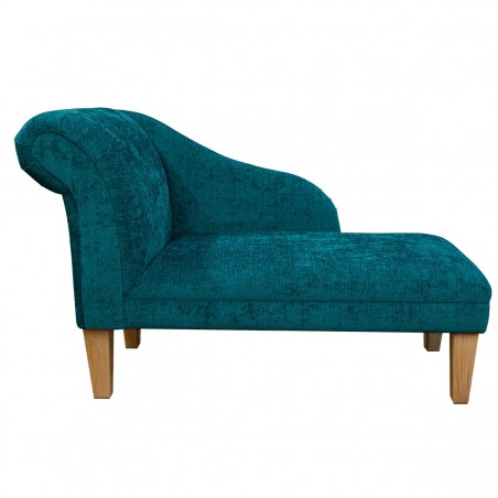 45" Medium Chaise Longue in a Carlton Teal Chenille Fabric