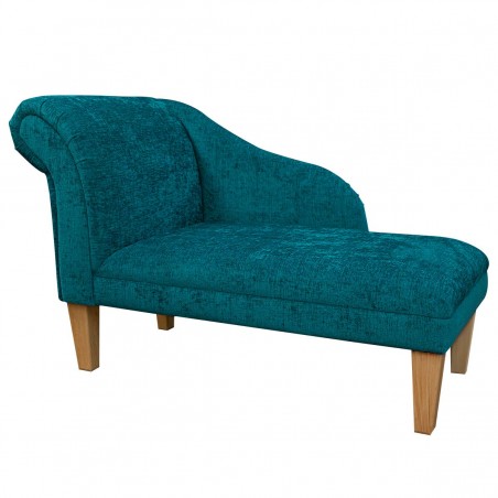 45" Medium Chaise Longue in a Carlton Teal Chenille Fabric