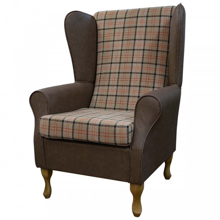 leather and tartan fireside chair