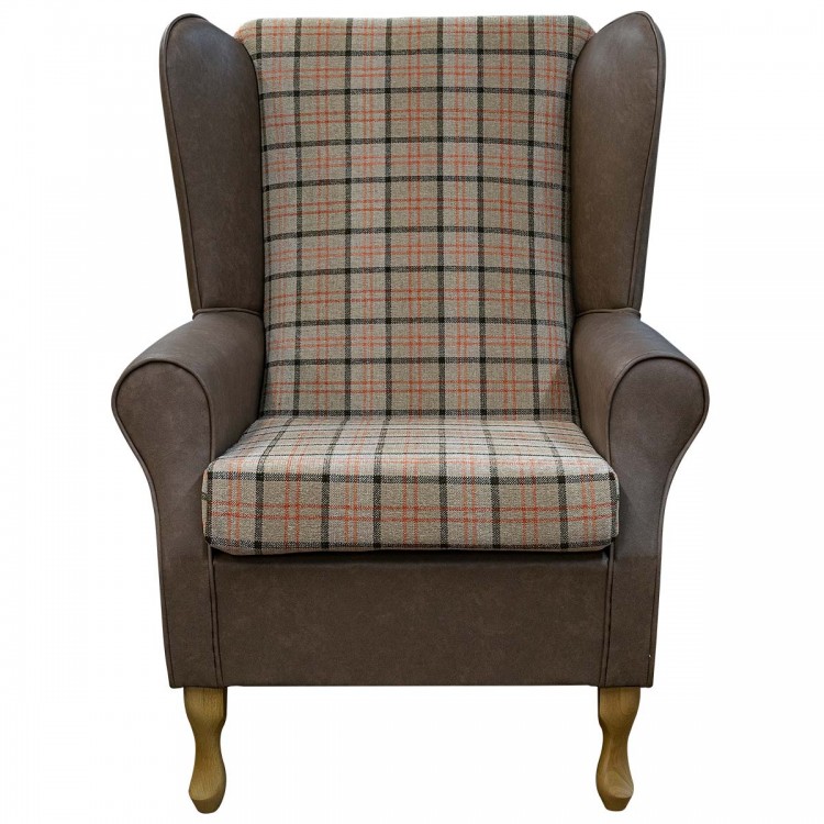 leather and tartan armchair