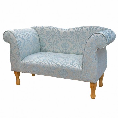 Small Chaise Sofa in a Woburn Blue Medallion Chenille Fabric