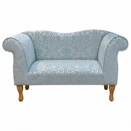 Small Chaise Sofa in a Woburn Blue Medallion Chenille Fabric