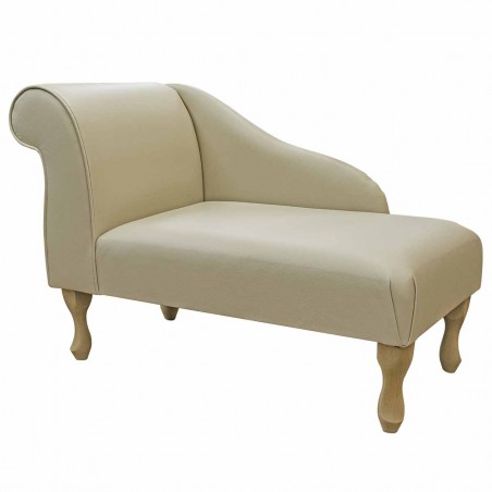 41" Mini Chaise Longue in a Madras Dollaro Cream Genuine Leather