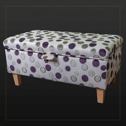 LUXE Storage Footstool, Ottoman, Pouffe in an Eleganza Spot Grey And Damson Fabric