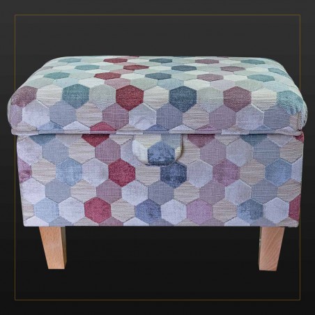 LUXE Storage Footstool, Ottoman, Pouffe in an Extravaganza Honeycomb Rose Fabric