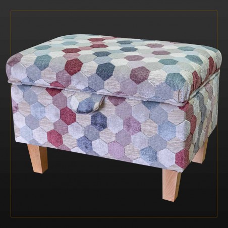 LUXE Storage Footstool, Ottoman, Pouffe in an Extravaganza Honeycomb Rose Fabric