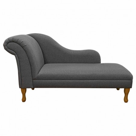 60" Large Chaise Longue in a Dundee Herringbone Grey Fabric