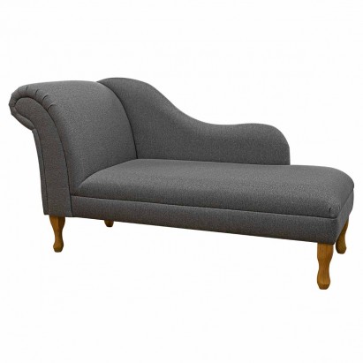 60" Large Chaise Longue in a Dundee Herringbone Grey...