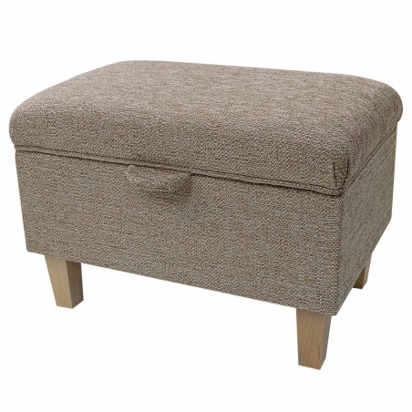 Storage Footstool, Ottoman, Pouffe in a Caledonian Textured Plains Nutmeg Fabric