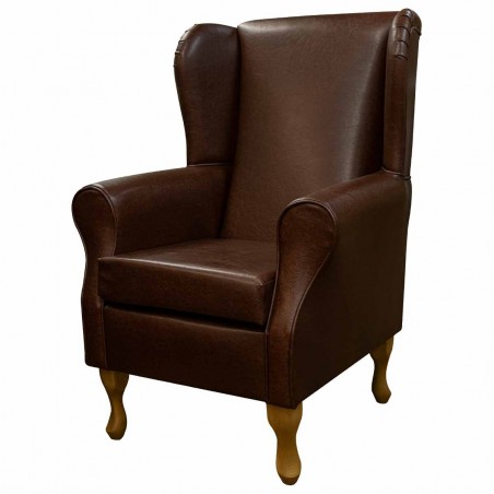 chestnut armchair in faux leather