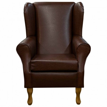 Standard Wingback Fireside Westoe Chair in a Denver Chestnut Faux Leather